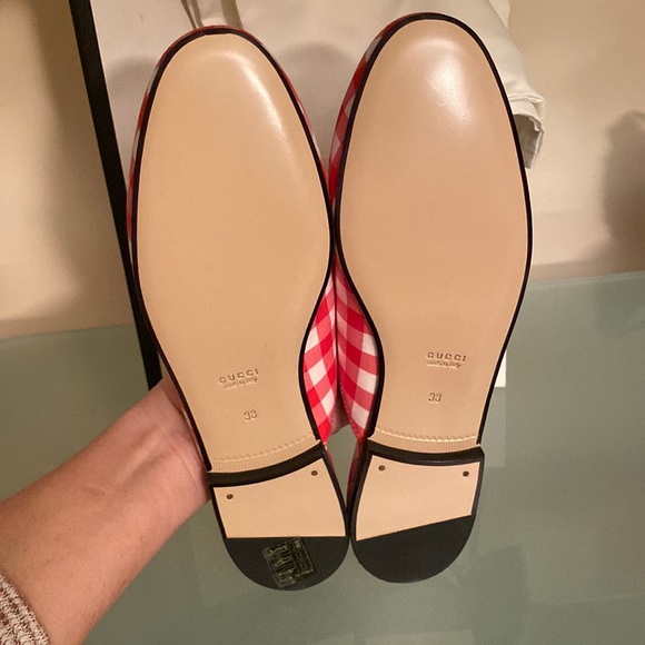 NIB GUCCI Red Gingham Princetown MULES Slides/Loafer Flats sz 7-7.5 US/38 ITALY - Picture 10 of 13